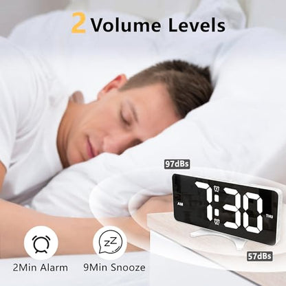 Digital Alarm Clock for Bedroom, Mirror LED Display Bedside Clock with Adjustable Brightness, Dual Alarm & Snooze for Heavy Sleepers, USB Powered Desk Clock for Nightstand, Home & Dorm