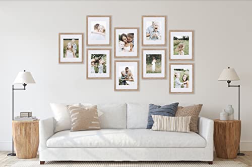 Sheffield Home 9 Piece Gallery Wall Frame Set, 11x14 Inch, Light Natural - color: Light Natural, size: 11x14 Inch