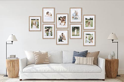 Sheffield Home 9 Piece Gallery Wall Frame Set, 11x14 Inch, Light Natural - color: Light Natural, size: 11x14 Inch