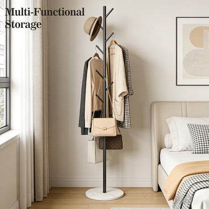 Black Metal Coat Rack Freestanding, 67" Tree Coat Stand, Sturdy Entryway Hall Tree for Coats, Hats, Bags - color: A5