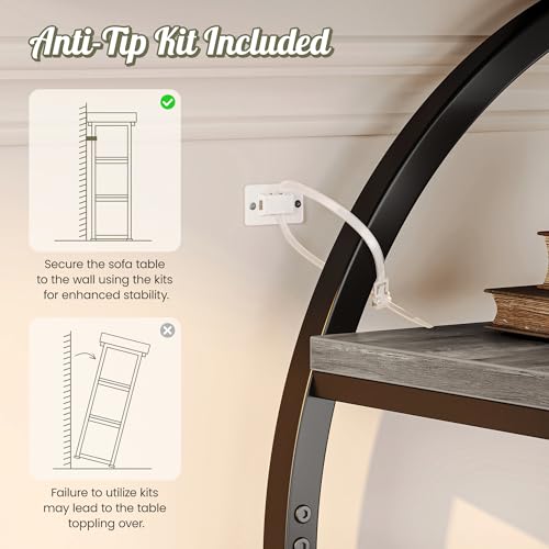 Huuger 41.3 Inch Entryway Table, Console Table with Shelves, Sofa Table | Modern Entrance Table, Console Tables for Entryway, Hallway, Entrance, Foyer, Living Room, O-Shaped Accent Table, Light Grey - color: Light Grey, size: 11.8"D x 41.3"W x 31.5"H