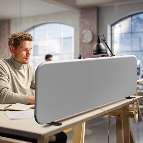 DECOLAB Desk Dividers, Portable Table Partition Panel 48"x18", Steel | Freestanding Tabletop Screen. For Office, Workspace, Classroom, Student. No Drill. - color: Steel