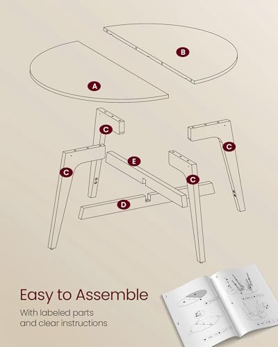 VASAGLE Round Coffee Table, 31.5-Inch Center Table, Tapered Legs | Curved Transitions, Easy to Assemble, for Living Room, Honey Brown, MAEZO Collection ULCT251KB01S - color: Honey Brown, size: 31.5"Dia. x 18"H