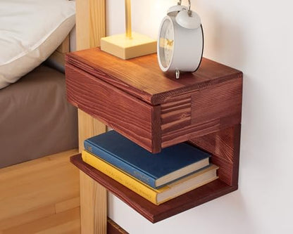 Floating Nightstand Side Accent or End Table with Storage Drawer, Wood Bedside Shelf, Handmade Floating Table (Rome) - color: Rome