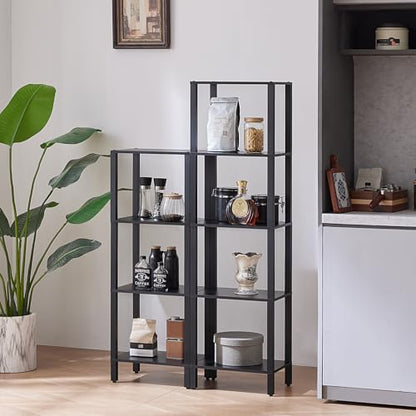 YUFAM 4-Tier Tall Slim Bookshelf, Small Bookcase for Small Spaces, Black - color: Black, size: 4-Tier