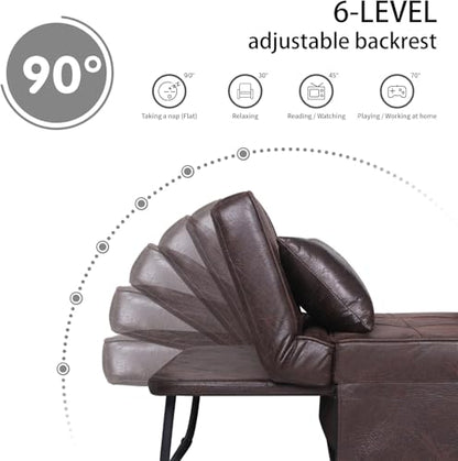 Sofa Bed, Set of 4 in 1 Multi-Function Folding Ottoman Breathable Linen Couch Bed with Adjustable Backrest Modern Convertible Chair for Living Room Apartment Office, PU Imitation, Brown - color: Brown