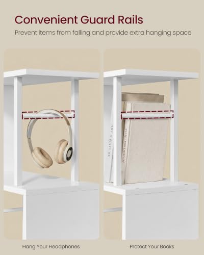 VASAGLE 6-Tier Book Shelf, S-Shaped Tall Book Shelf, Metal and Wood Display Shelf for Living Room and Office, Shelving Unit, 15 x 9.4 x 61.9 in, White, Barnet Collection ULLS172WB01 - color: White, style: 6-Tier (15"W)