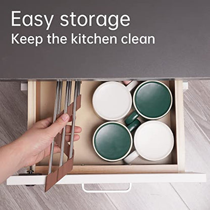 Tomorotec Triangle Roll-Up Dish Drying Rack for Sink Corner Small Foldable Stainless Steel Over The Sink Multipurpose Kitchen Drainer Caddy Trivet Rustproof Storage Shelf (Chocolate Brown) | BPA-Free Food-Grade Silicone Edges Foldable Waterproof Rustproof