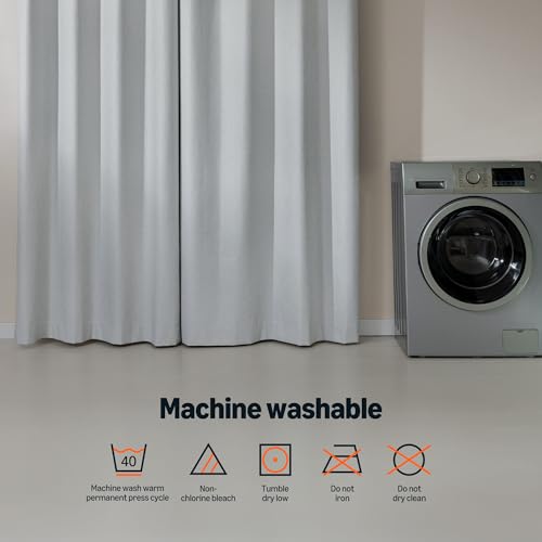 Amazon Basics Faux Linen Blackout Curtains for Bedroom and Living Room, 2-Piece Set with Grommets, 52" W x 95" L, White - color: White, size: 52"W x 95"L (Pack of 2)