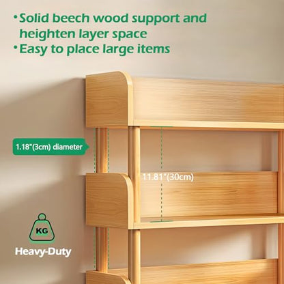 4-Tier Wooden Open Bookcase, Oak | Modern Display Bookshelf with Top Edge, Solid Wood Frame, Home and Office Storage - color: Oak, size: 4-tier