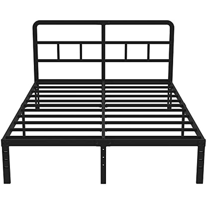 DiaOutro 14 Inch Full Size Metal Bed Frame with Headboard, Black | Heavy Duty Bed For Kids Adults, Steel Slat Supports No Box Spring Needed, Easy Assembly, Noise Free - size: Full, style: 14 Inch