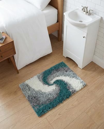 Rugs.com - Soft Touch Shag Rug – 2' x 3' 1 Turquoise Shag Rug – Plush Abstract Swirl for Nurseries, Playrooms, and Bedrooms - color: Turquoise, size: 2' x 3' (Rectangular)