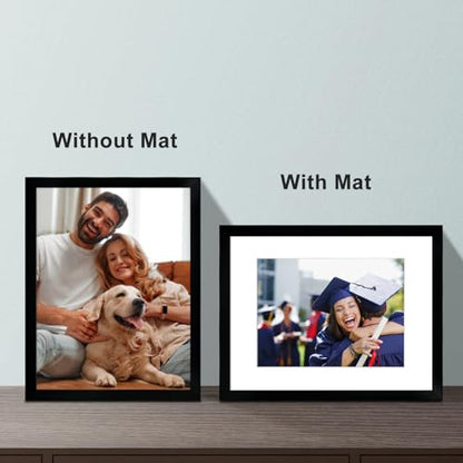 8.5x11 Picture Frame Set of 6, Certificate Document Frame, Diploma Frame, Display Pictures 6x8 with Mat or 8.5x11 Without Mat, Black - color: Black, size: 8.5x11