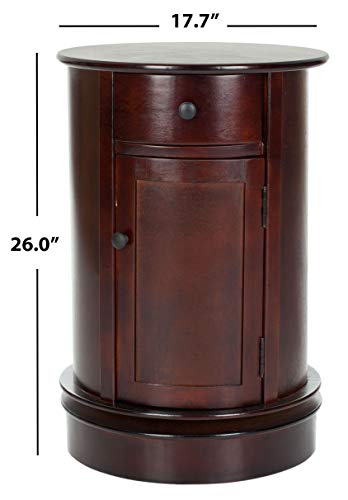 SAFAVIEH Furniture - Tabitha 1-Drawer Accent Table - Dark Cherry - Solid Wood - Farmhouse Storage Design - Ideal for Living Room, Entryway, 17.7"W x 17.7"D x 26"H - Fully Assembled (AMH5712D) - color: Dark Cherry