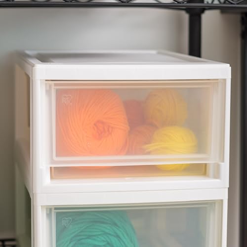 IRIS USA 2-Pack, 6 Qt. Small Stacking Drawer Storage Organizer, White | Keep craft supplies, accessories, office items, and small essentials organized around your home for easy everyday storage - size: 6 Qt., style: 2 Pack