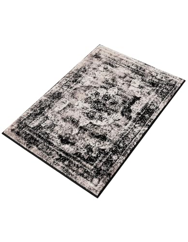 Rugs.com - Monte Carlo Collection Rug – 2' x 3' 1 Black Stain-Resistant Rug – Traditional Medallion for Entryway, Kitchen, and Bathroom - color: Black, size: 2'2" x 3' (Rectangular)