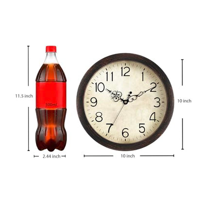 KECYET Wall Clock 10" Vintage Battery Operated Non-Ticking Quartz (Bronze) | Kitchen clock Living Room Retro Rustic Kitchen Bathroom Home Office Bronze - size: 10 Inch