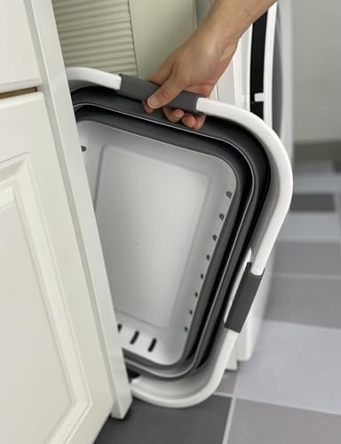 SAMMART 42L (11 gallon) Collapsible Plastic Laundry Basket - Foldable Pop Up Storage Container/Organizer - Portable Basket - Space Saving Hamper/Basket (2, Grey/Steel Grey) - color: Grey/Steel Grey