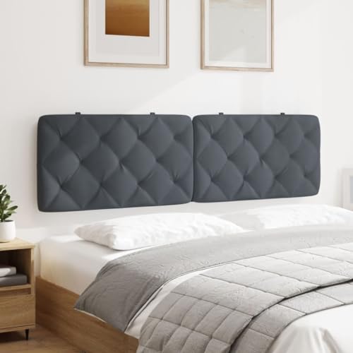 King Size Headboard Cushion, Wall Mounted Upholstered Backrest with Removable Velvet Cover, Dark Grey Fabric Cushion for Reading and Bed Support, 72.8 inch Wide - size: King