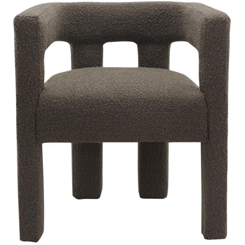 Meridian Furniture Athena Collection Modern | Contemporary Boucle Fabric Upholstered Accent | Dining Chair, 25" W x 21" D x 27" H, Brown - color: Brown