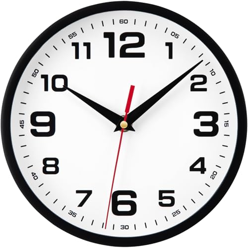 Wall Clock Silent Non-Ticking 14 Inch Clocks Battery Operated | Large Numbers for Easy to Read, Simple Analog Clock Decorative, Modern Clocks for Living Room Bedroom Kitchen Office - color: Black, size: 14 Inch