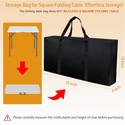 Folding Card Table Storage Bag, Large 35" L x 18" H x 4" W Waterproof Bag for Square 34" Folding Table 600D Heavy Duty Foldable Table Carry Bag, Black