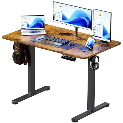 BIZUM 40x24 Inch Electric Standing Desk with Memory Presets, Quiet Motor Height Adjustable Stand Up Desk for Home Office & Gaming, Ergonomic Sit Stand Workstation, Rustic Brown - color: Rustic Brown, size: 39.4*23.6 Inch