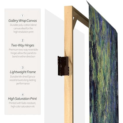 Red Lantern 6 ft. Tall Double Sided Works of Monet Canvas Room Divider - Water Lily/Garden - color: Water Lily/Garden
