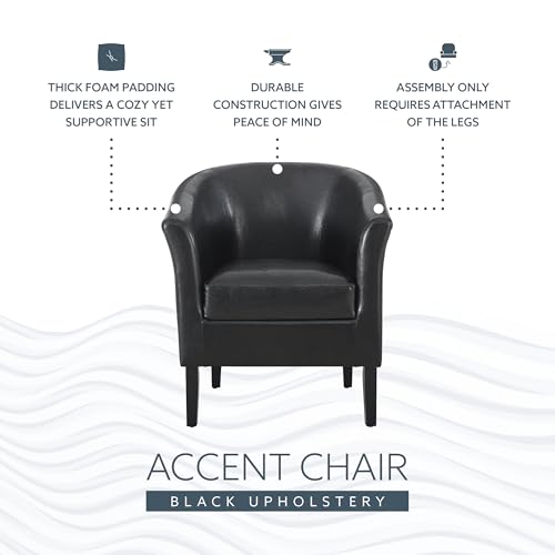 Linon Home Dcor Linon Home Decor Simon Club Chair, 33" x 28.25" x 25.5", Black