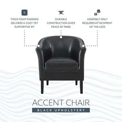 Linon Home Dcor Linon Home Decor Simon Club Chair, 33" x 28.25" x 25.5", Black