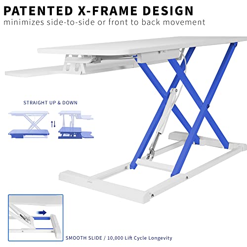 VIVO 32 inch Desk Converter, K Series, Height Adjustable Sit to Stand Riser, Dual Monitor and Laptop Workstation with Wide Keyboard Tray, White, DESK-V000KW | Height Adjustable, Stand Up Desk Riser, Wide Keyboard Tray, Dual Monitor and Laptop Workstation,