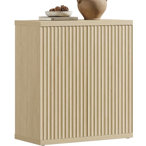 SICOTAS Buffet Cabinet with Storage Sideboard Cabinet with Doors & Shelves | Accent Sideboard Modern Credenza Fluted Storage Cabinet Mid Century Media Console for Living Room Kitchen Dining Hallway - color: Coastal Oak, size: 1 Piece