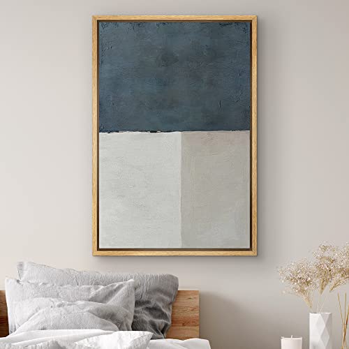 SIGNWIN Framed Canvas Print Wall Art Teal Gray Multicolor Watercolor Squares Abstract Shapes Illustrations Modern Art Decorative Contemporary Chic for Living Room, Bedroom, Office - 24"x36" Natural - color: A015-2202-m49, size: 36"L x 24"W