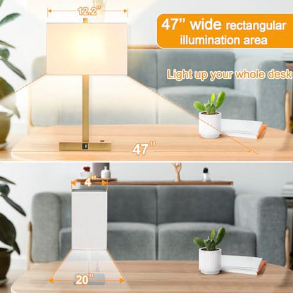 21" Touch Bedside lamps with 2 USB & AC Outlets, 3-Way Dimmable Bedside Table Lamps Set of 2 for Bedroom Living Room Office Reading, White Shade Lamps for Night Stands, 2700K LED Bulbs Included - color: (2 Pack)White Cream Linen & Brushed Gold (Base)-2700