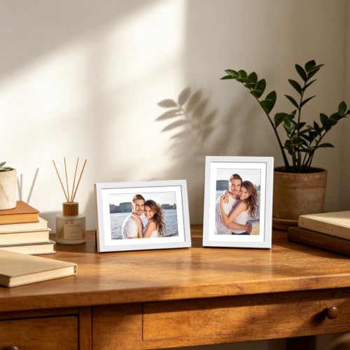 5x7 Picture Frame Set of 9, 7x5 Photo Frames with Plexiglass for 4x6 Pictures with Mat or 5x7 Without Mat, Art Collage for Wall Gallery and Tabletop Display, 5 x 7 Frame White - color: White, size: 5x7
