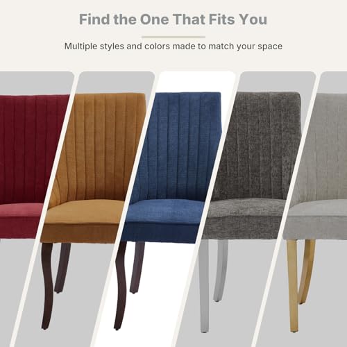 Upholstered Dining Chairs Set of 8, High Back Side Chairs for Kitchen and Dining Room, Mid-Century Modern Fabric Seating with Solid Wood Legs, Blue - color: Blue, size: Set of 8