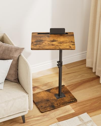 Masupu Sofa Arm Tray Table - 360° Swivel Height Adjustable End Table, Small Snack Side Table for Couch, C Shaped Table for Bed, Chair or TV Tray Table(Rustic Brown) - color: Rustic Brown