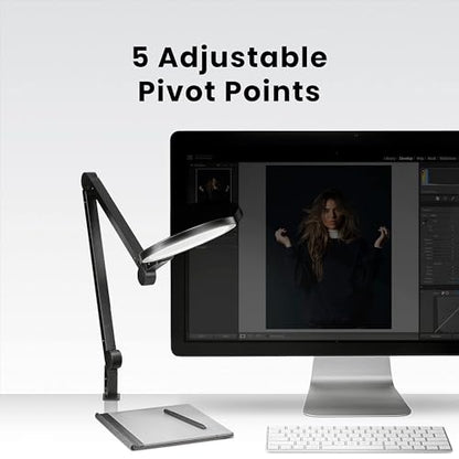 LUME CUBE Edge 2.0 LED Desk Lamp | Dimmable Home Office Desk Light with USB Charging Port & Strong Swing Arm | Adjustable Color Temperature and Brightness | Circle Webcam Light - Black 2pk - size: Black - Pack of 2