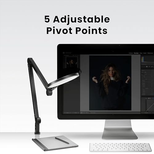 LUME CUBE Edge 2.0 LED Desk Lamp | Dimmable Home Office Desk Light with USB Charging Port & Strong Swing Arm | Adjustable Color Temperature and Brightness | Circle Webcam Light - Black 2pk - size: Black - Pack of 2