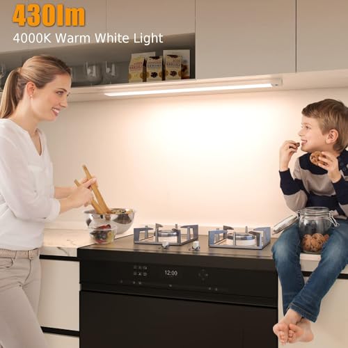 MYPLUS 16 Inch Under Cabinet Lights with Hand Wave, Under Counter Lighting 4000K Natural White,Dimmable,Plug and Play,LED Lights for Kitchen Cabinet, Cupboard, Closet, Desk - color: 4000K-Natural White, size: 16inch-1Pack