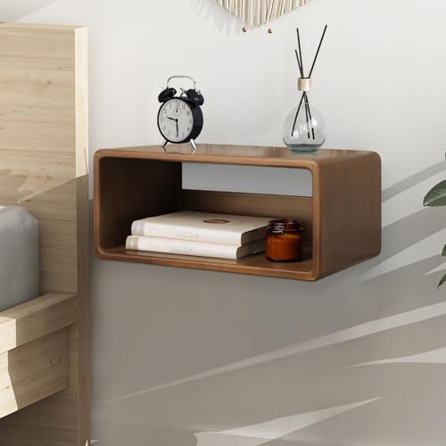 Floating Nightstand, Wall Mounted Bedside Shelf, Handmade Bedroom Furniture,Pine Wood Floating Bedside Table, Minimalist and Unique Style 18”x 10”x 7.5” Brown - color: Brown