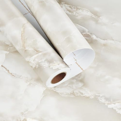 Beige Marble Contact Paper Peel and Stick for Countertops Walls | Cream White Marble Wallpaper Removable Countertop Contact Paper Waterproof for Cabinets Kitchen Bathroom Table 15.7"×78.7" - color: Cream