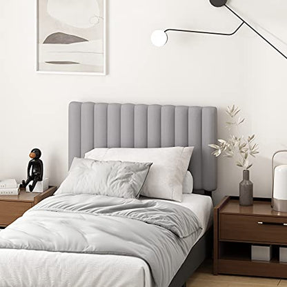 Furinno Roanne Upholstered Tufted Headboard, Twin, Glacier - color: Glacier, style: Twin-Lines