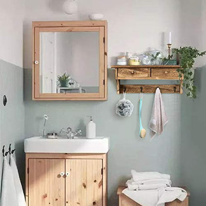 Emfogo Coat Hooks Mounted, Rustic Wood Coat Rack Mount Shelf with Hooks, Farmhouse Coat Rack with Shelf & Coat Hook for Entryway, Mudroom, Bedroom, Kitchen, Bathroom (Brown) - color: Brown