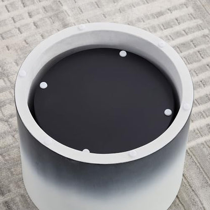 Round Coffee Table Set of 2, Modern Circle Nesting Coffee Table Double Wood End/Side Table for Living Room Small Spaces, Minimalist Abstract Mist Gradient - Black to White,18.9" & 14.96" - color: 18.9" & 14.96"-black to White