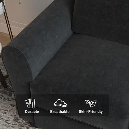 Bonzy Home 2 Piece Sofa Set, 2-Seater Sofa Couch Set of 2, Modern Comfy Sofa with Thick Cushion for Living Room Apartment Office, Black - color: Black, size: 58"+58"(2 + 2 Seat)