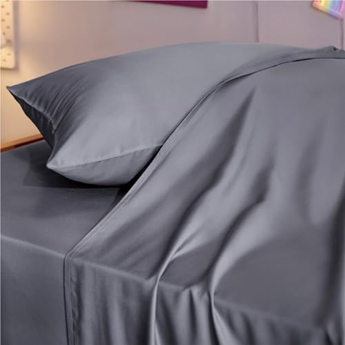 Bedsure PureWoven 100% Rayon Derived from Bamboo, Twin XL Sheets, 3 Pieces | Cooling Sheets for Hot Sleepers, Breathable & Silky Soft, 16" Deep Pocket, Hotel Luxury Bedding, Dark Grey - color: 01 - Dark Grey, size: Twin XL