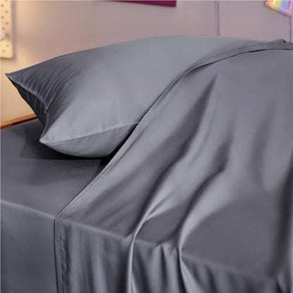 Bedsure PureWoven 100% Rayon Derived from Bamboo, Twin XL Sheets, 3 Pieces | Cooling Sheets for Hot Sleepers, Breathable & Silky Soft, 16" Deep Pocket, Hotel Luxury Bedding, Dark Grey - color: 01 - Dark Grey, size: Twin XL