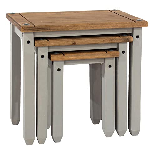 Wood Nest of 3 Tables Corona Gray - color: Grey