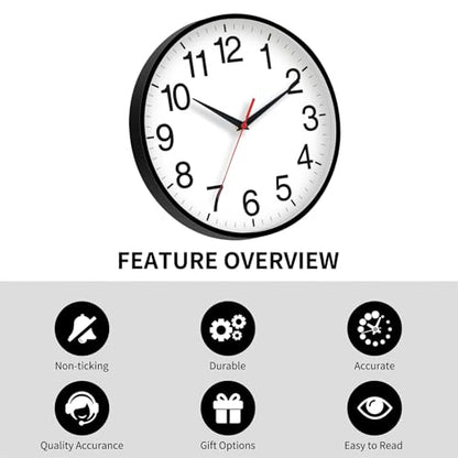 Wall Clock Analog 18 Inch Black Battery Operated Silent Clock | Large, Easy To Read, Non Ticking, Round, Accurate, Kitchen, Living Room, Classroom, Office, School - color: A_black, size: 18 Inch